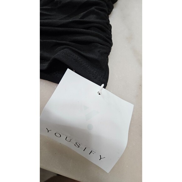 NWT Yousify Black Long Sleeves Mock Neck Pullover Women's Bodycon Dress Size L - Picture 3 of 10